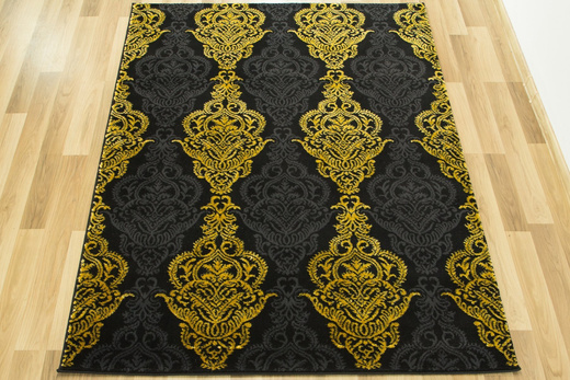 Dywan FESTIVAL 2746A yellow/black Czarny Złoty Ornament