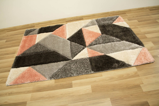 Dywan Shaggy California P477A antracyt/d.pow Trójkaty Krem Szary Róż