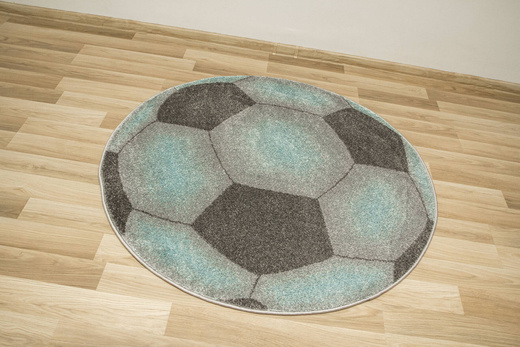 Okrągły Dywan Lima G758A l.grey/blue Piłka Football Grafit Turkus Melanż