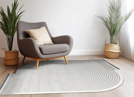 Dywan Selena GS007G Grey/Grey Szary Krem Paski Ksztalt