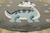 Okrągły Dywan EMILY KIDS 5860B turkus/d.gri Dinozaur