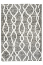 Puszysty Dywan Pulpy Shaggy A574A d.grey/cream Szary Kremowy Zygzaki Etno