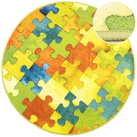 Okrągły Kolorowy Dywan Dziecięcy Puzzle Multicolor