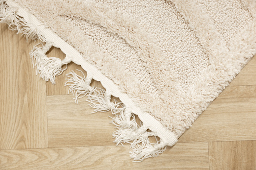 Dywan Berber 9754 Ivory Kość Słoniowa Krem Pólkola 3D z frędzlami