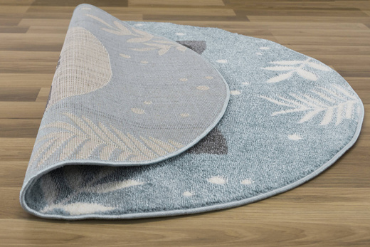 Okrągły Dywan Lima C884A blue/cream Turkus Krem Szop Pracz Listki
