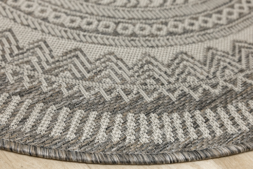 Okrągły Dywan Sznurkowy Jeans 19347/P91 Koło Beż Grafit Rozeta