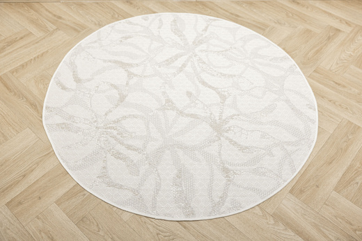 Okrągły Dywan Sznurkowy Haga 04720A l.grey/cream Szary Beż Krem Kwiaty Outdoor