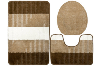 Komplet 3-częściowy Łazienkowy Vic Beige Beż Brąz Paski