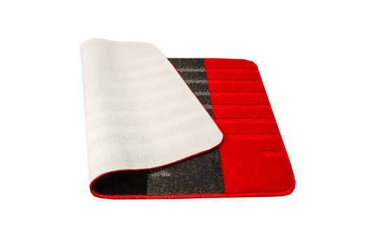 Komplet 2-częściowy Łazienkowy Vic Red Czerwony Szary Paski