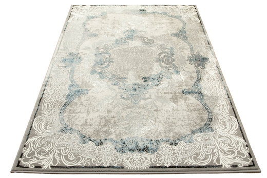 Lśniący Dywan Allora Plus 9435A grey/blue Ornament Szary Srebrny