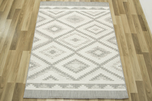 Dywan Sznurkowy Berg 28364/34 Aztec Romby Zygzaki Szary Krem