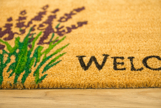 Antypoślizgowa Wycieraczka Kokosowa Kolor Welcome Lawenda