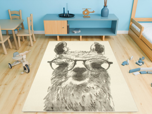 Dywan Dziecięcy Lima 9506A cream/l.grey Szary Krem Lama w Okularach
