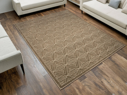 Dywan Teno F0336 Brown Geometria Trójkąty Brąz Beż