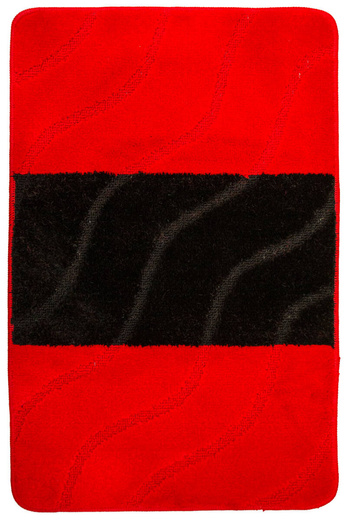 Komplet 3-częściowy Łazienkowy Fiori Red Czerwony Czarny Pasy Fale