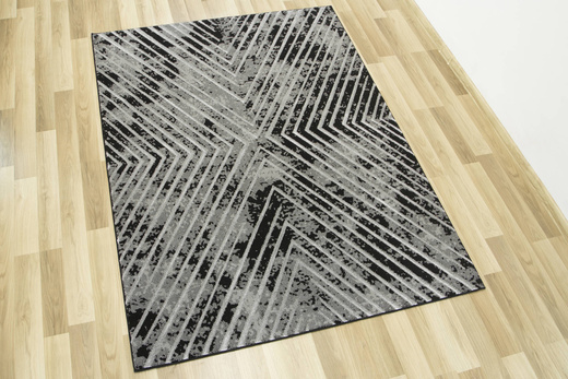 Lśniący Dywan Allora Plus B832A black/grey Czarny Srebrny Przecierany Linie