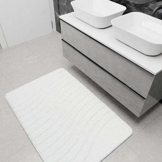 Dywanik Łazienkowy Antypoślizgowy Sara White Biały Fale