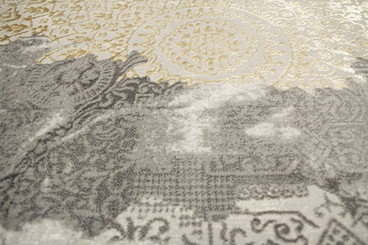 Dywan Galeria GL080G grey/grey Szary Złoty Rozeta
