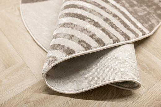 Okrągły Dywan Nantes NT209A Beige/Brown Szarobeżowy Półkola