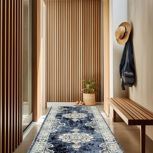 Chodnik Victoria 7094A l.blue/cream Ornament Niebieski Krem szerokość 80 cm