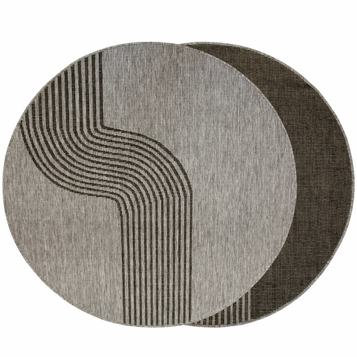 Okrągły Dwustronny Dywan Sznurkowy Brussels 205631/11020 Night Silver Szary Grafit Fala Outdoor