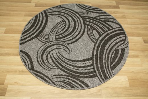Okrągły Dwustronny Dywan Sznurkowy Brussels 205449/11020 Night Silver Szary Grafit Kółka Outdoor