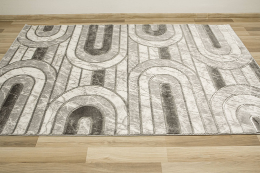 Dywan Felix 9304A grey/grey Lśniący Marmur Srebrzysty Szary Półkola Pasy