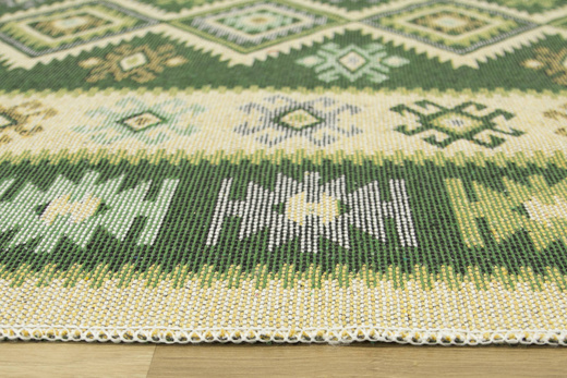 Dwustronny Dywanik Chodniczek Kilim Romby Zielony