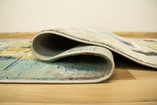 Chodnik Victoria 7657A l.grey/grey Abstrakcyjny Niebieski Żółty Szary szerokość 70 cm