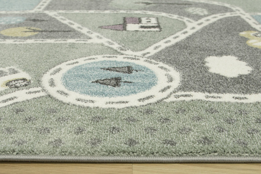 Dywan Dziecięcy Lima C262A l.grey/green Uliczki Pastelowy Turkus Miętowy