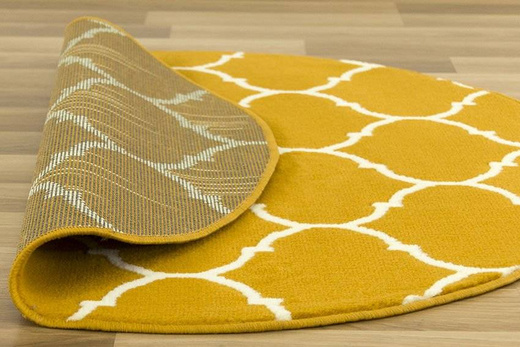 Okrągły Dywan Luna 502682/89955 musztardowa koniczyna