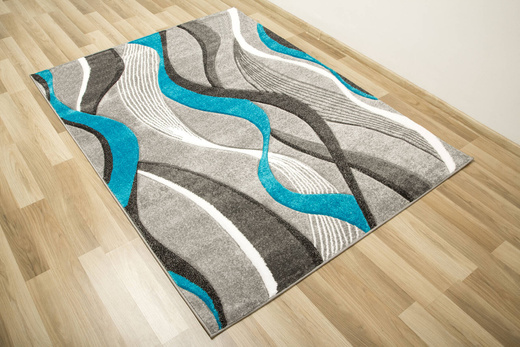 Dywan Amelia B178B grey/turquoise Szary Turkusowy Wstęgi Fale
