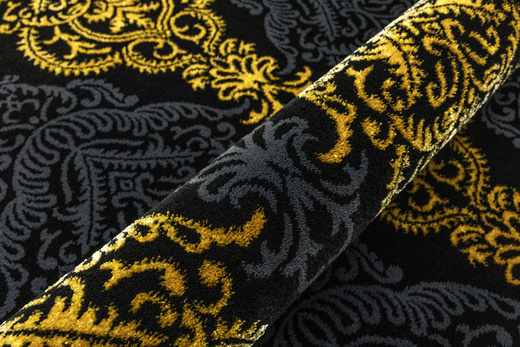 Dywan FESTIVAL 2746A yellow/black Czarny Złoty Ornament