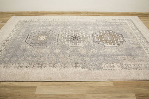 Wełniany Dywilan Moon Ashan Silver Ornament Szary Niebieski