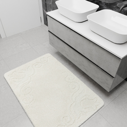 Dywanik Łazienkowy Antypoślizgowy Marika Cream Krem Kwiaty