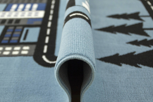 Dywan Kids 534451/94922 sky/blue Jasny Niebieski Czarny Ulice Domki