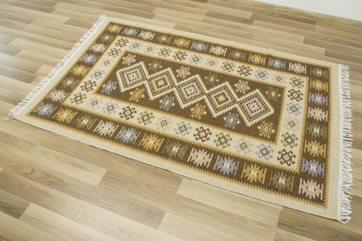 Dwustronny Dywanik Chodniczek Kilim Romby Miód