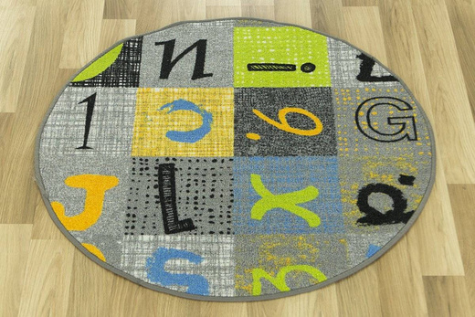 Okrągły Dywan Blackboard druk Koło Literki