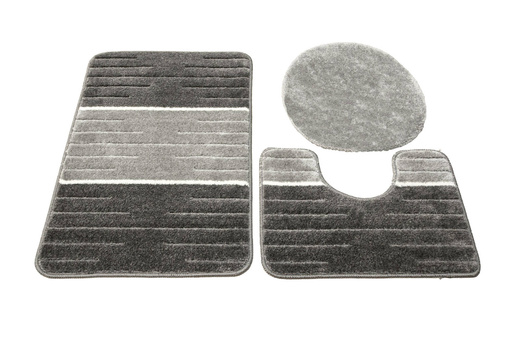 Komplet 3-częściowy Łazienkowy Como Grey Szary Krem Pasy