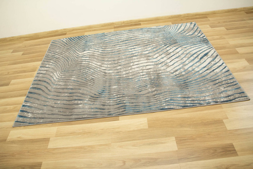 Lśniący Dywan Allora Plus 7804A d.greyHB/blue Szary Ciemny Turkus Fale