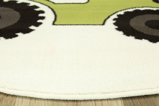 Okrągły Dywan Luna Kids 534457/67935 Krem Limonka Traktor