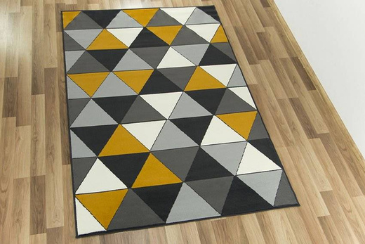 Dywan Luna 502902/89925 d.grey musztardowe trójkąty