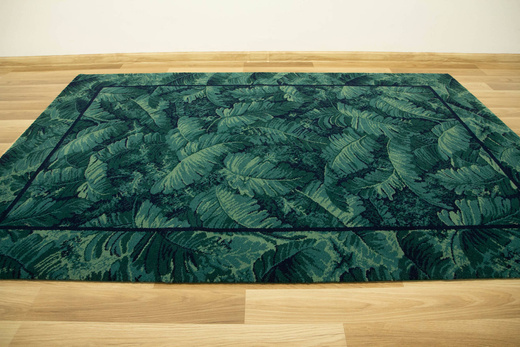 Wełniany Dywan Tempo-B Tion Teal Zielony Granatowy Liście