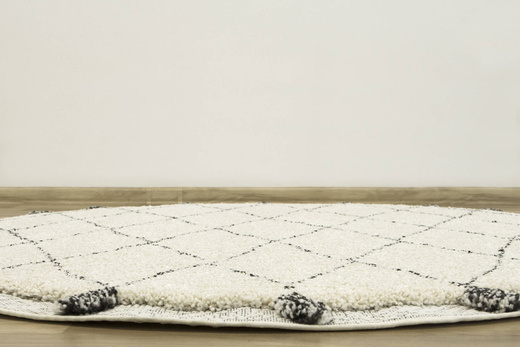 Okrągły dywan Shaggy/Sizal 65246/669 Akra Krem Romby