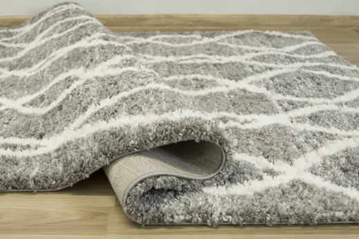 Puszysty Dywan Pulpy Shaggy A574A d.grey/cream Szary Kremowy Zygzaki Etno