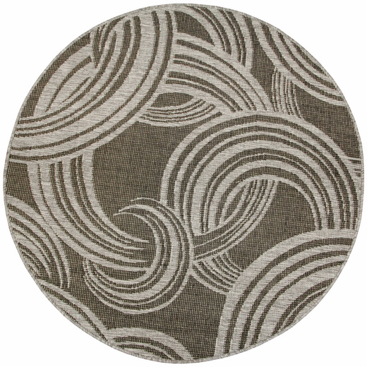 Okrągły Dwustronny Dywan Sznurkowy Brussels 205449/11020 Night Silver Szary Grafit Kółka Outdoor