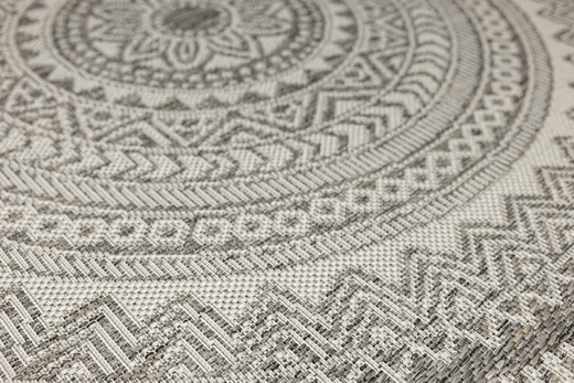 Okrągły Dywan Sznurkowy Jeans 19347/P91 Koło Beż Grafit Rozeta