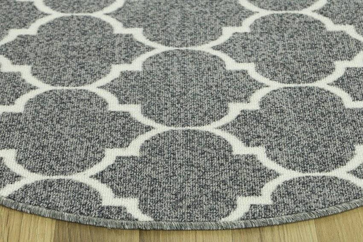 Antypoślizgowy Dywan okrągły Clover jasny szary koniczyna marokańska