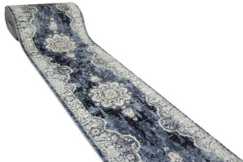 Chodnik Victoria 7094A l.blue/cream Ornament Niebieski Krem szerokość 80 cm