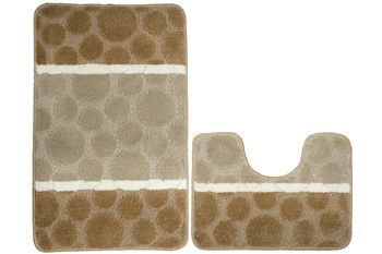 Komplet 2-częściowy Łazienkowy Siena Beige Beżowy Kropki Paski